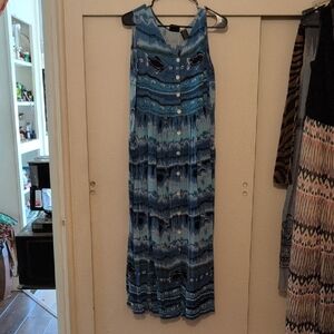 Bila Blue and White Maxi Dress